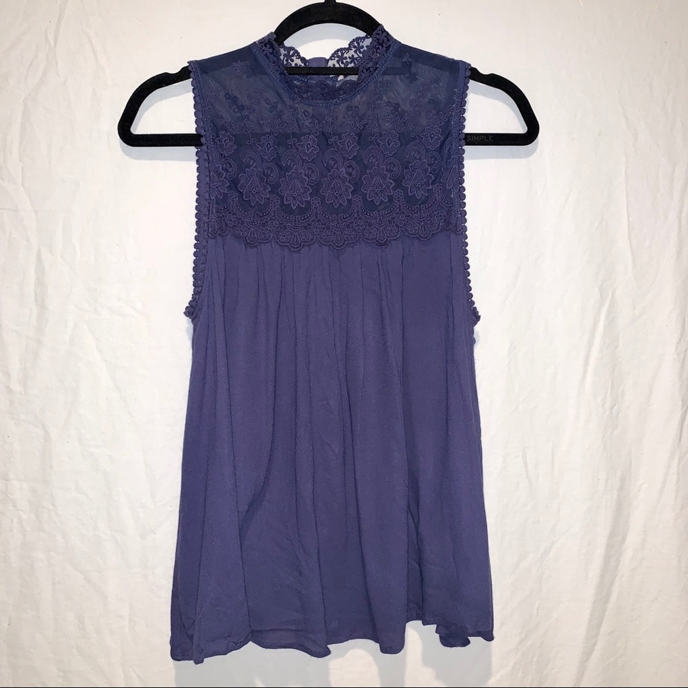 Blue Lace High-Neck Tank Size M